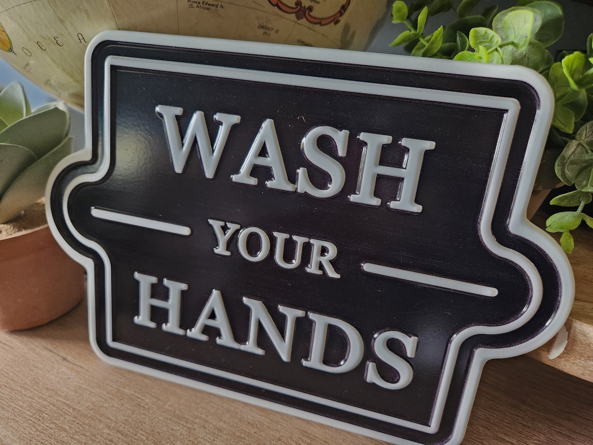 Bathroom farmhouse WASH YOUR HANDS wall sign