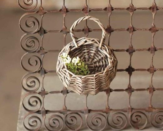 french gray willow basket w/ handle