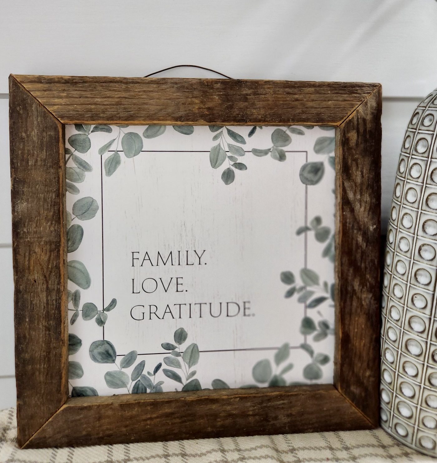 Family - Love - Gratitude - Rustic Farmhouse wall decor