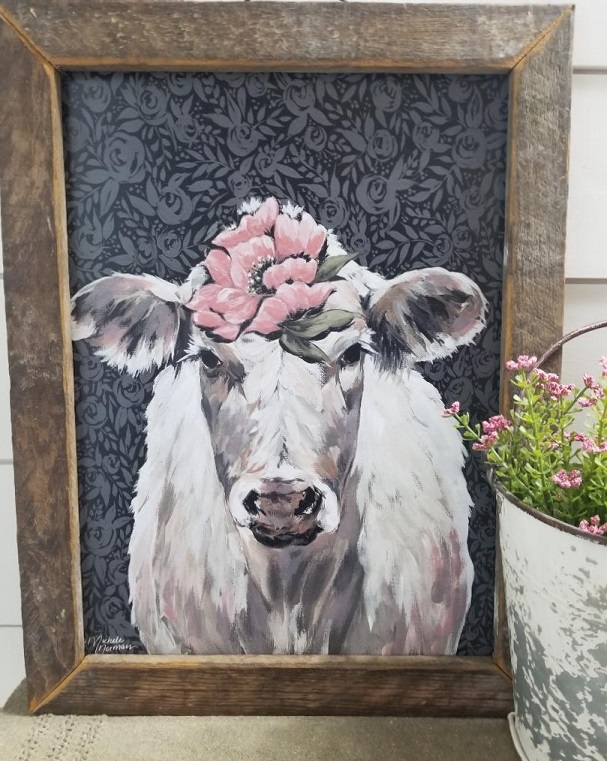 Lath framed Agnes cow print
