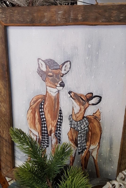 Deer duo winter scene print