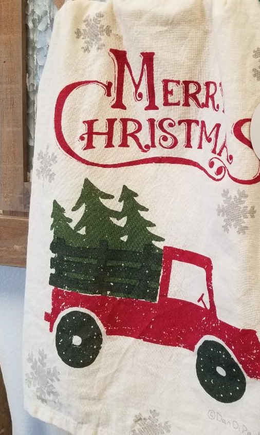 Christmas Retro Truck dish towel