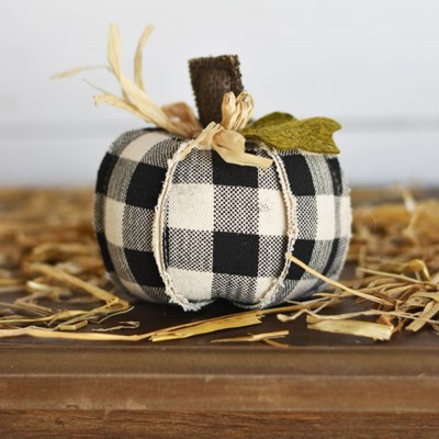 fall mini checkered black pumpkin