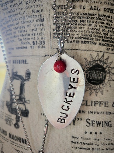 Buckeye stamped necklace