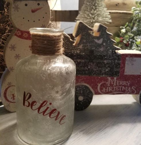 Believe Frosted Holiday Jar
