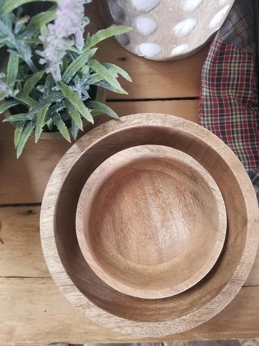 carved wood bowl set