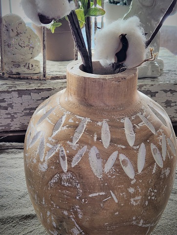 Boho wood decorative vase -