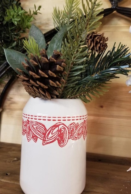 red + white vase