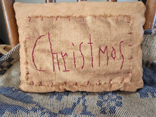 Christmas stitching accent pillow